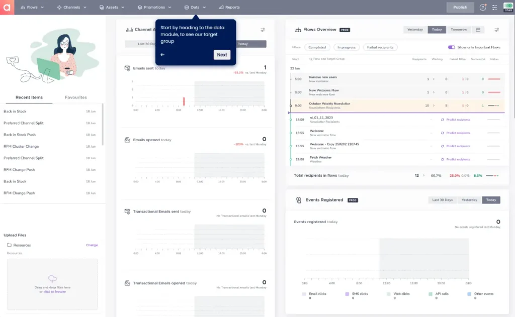 Click to watch Agillic product tour re win-back flows.