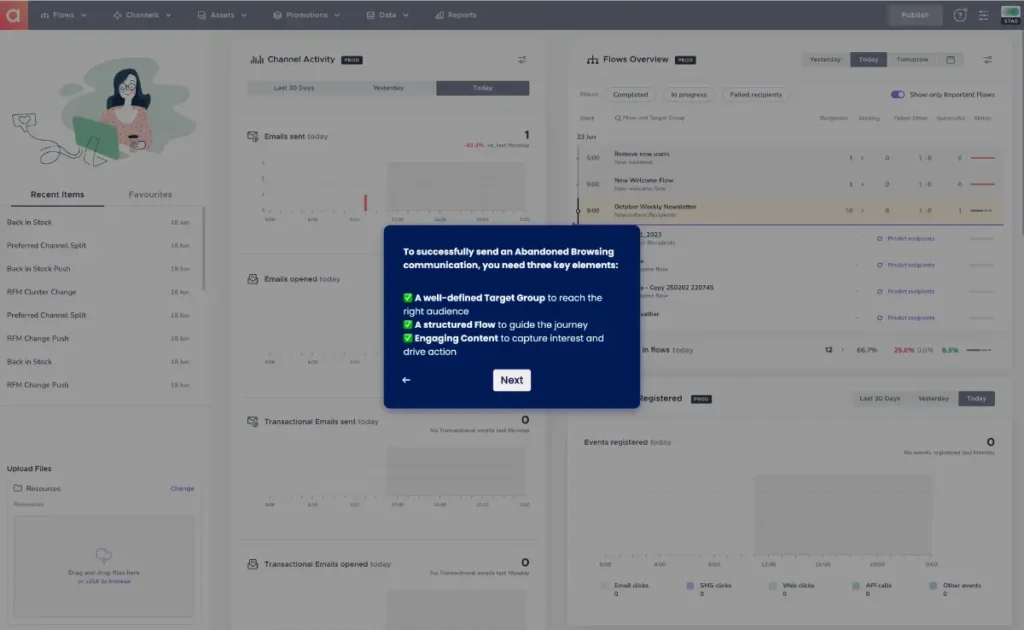 Click to watch Agillic product tour re abandoned browsing.